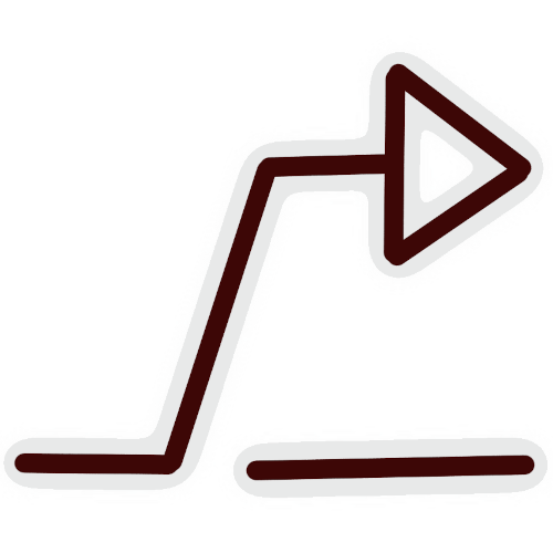 image of a zigzag arrow over a flat line, the alterhuman symbol with a white outline